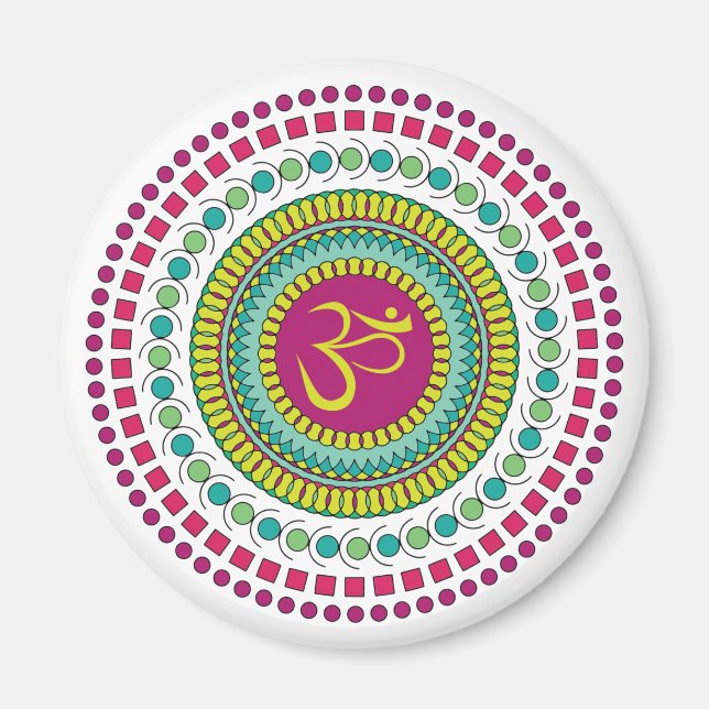Andlig Mandala om Symbol Rosa Grönt Geometric Magnet (Framsidan)