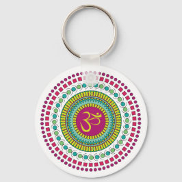 Andlig Mandala om Symbol Rosa Grönt Geometric Nyckelring