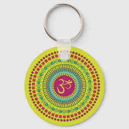 Andlig Mandala om Symbol Rosa Grönt Geometric Nyckelring