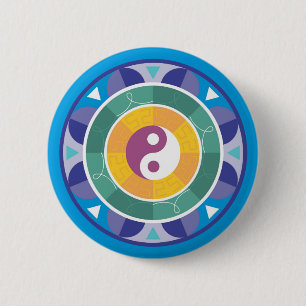 Andlig Mandala Rainbow Färg Chinese Yin Yang Knapp