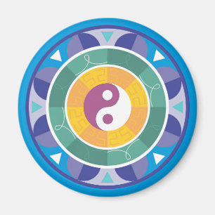 Andlig Mandala Rainbow Färg Chinese Yin Yang Magnet