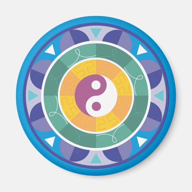Andlig Mandala Rainbow Färg Chinese Yin Yang Magnet (Framsidan)