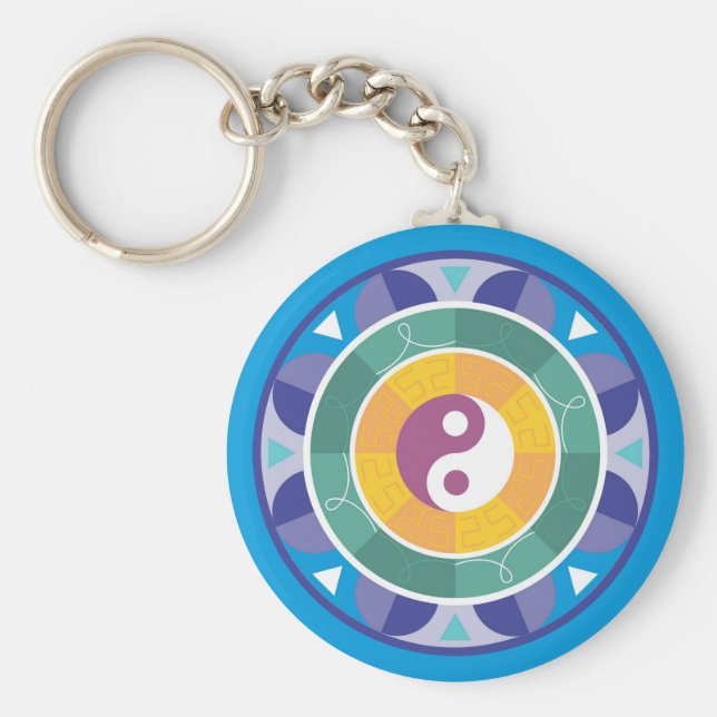 Andlig Mandala Rainbow Färg Chinese Yin Yang Nyckelring (Framsidan)