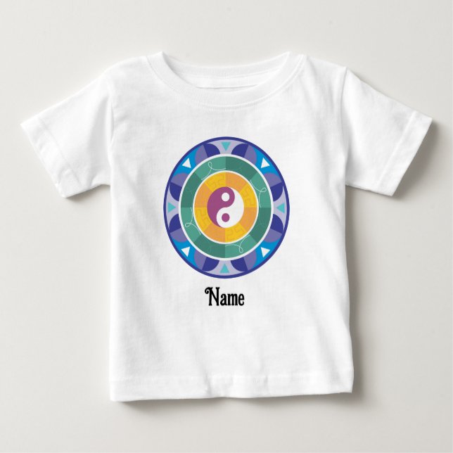 Andlig Mandala Rainbow Färg Kinesiskt anpassat T Shirt (Framsida)