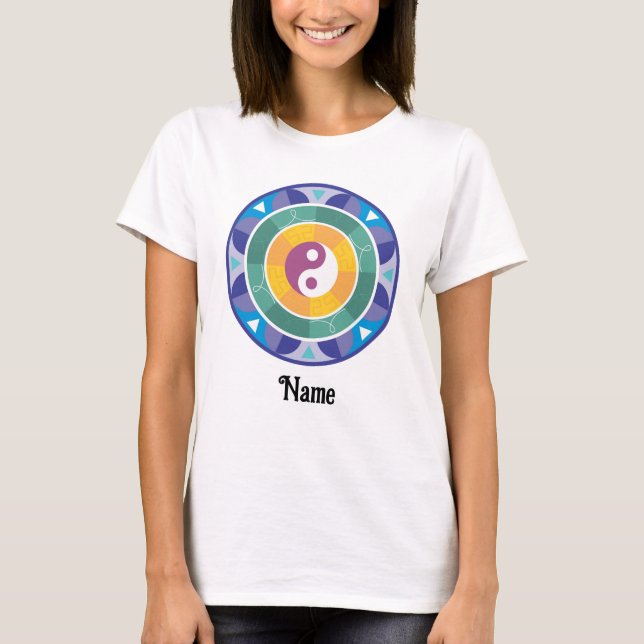 Andlig Mandala Rainbow Färg Kinesiskt anpassat T Shirt (Framsida)
