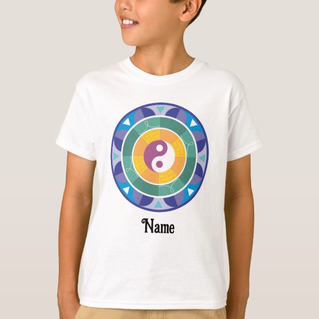 Andlig Mandala Rainbow Färg Kinesiskt anpassat T Shirt (Framsida)
