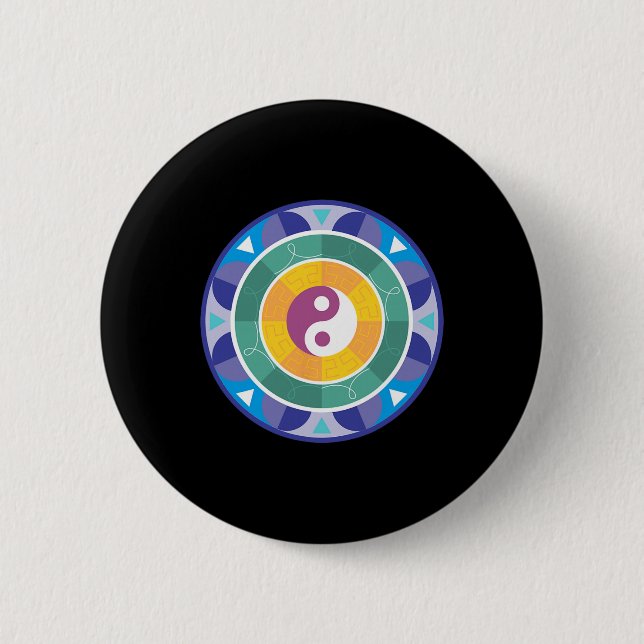 Andlig Mandala Regnbågsfärgad Kinesisk Yin Yang Knapp (Framsida)