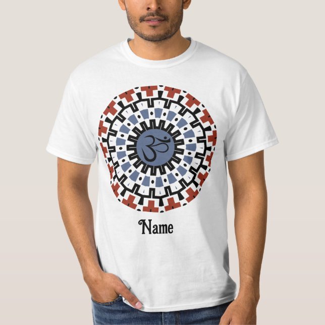 Andlig Mandala Yoga Om Blue Rust Customized T Shirt (Framsida)