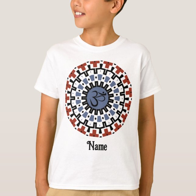 Andlig Mandala Yoga Om Blue Rust Customized T Shirt (Framsida)
