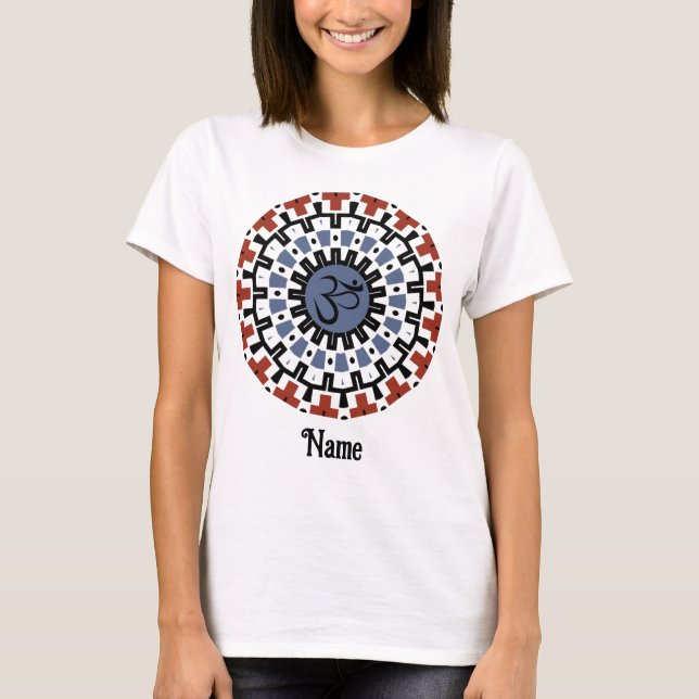 Andlig Mandala Yoga Om Blue Rust Customized T Shirt (Framsida)