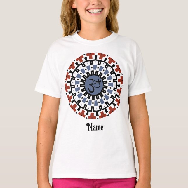Andlig Mandala Yoga Om Blue Rust Customized T Shirt (Framsida)