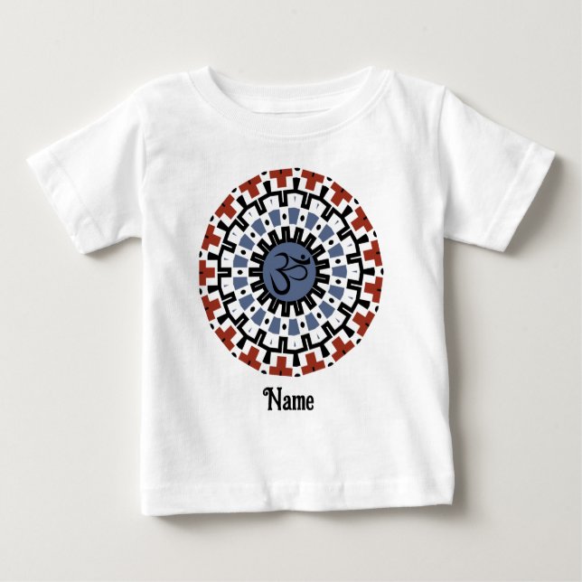 Andlig Mandala Yoga Om Blue Rust Customized T Shirt (Framsida)