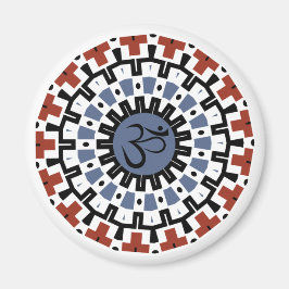 Andlig Mandala Yoga Om Blue Rust Kaleidoscope Magnet