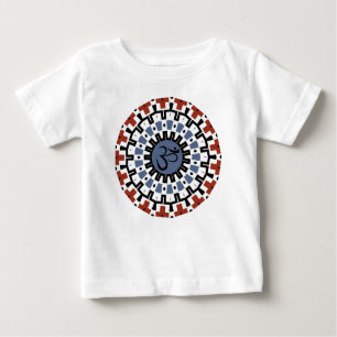 Andlig Mandala Yoga Om Blue Rust Kaleidoscope T Shirt