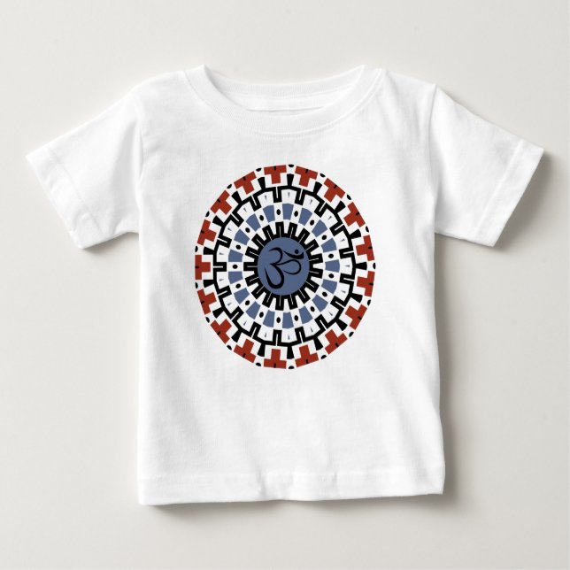 Andlig Mandala Yoga Om Blue Rust Kaleidoscope T Shirt (Framsida)