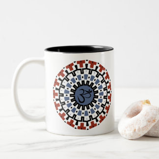 Andlig Mandala Yoga Om Blue Rust Kaleidoscope Två-Tonad Mugg