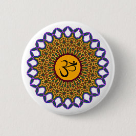 Andlig Mandala Yoga Om Peacock Kaleidoscope Knapp