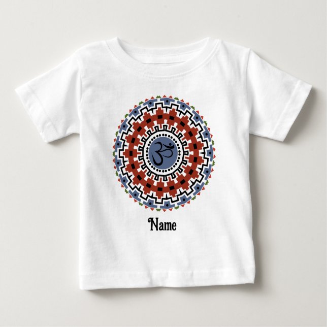 Andlig Mandala Yoga Om Rust Blue Customized T Shirt (Framsida)