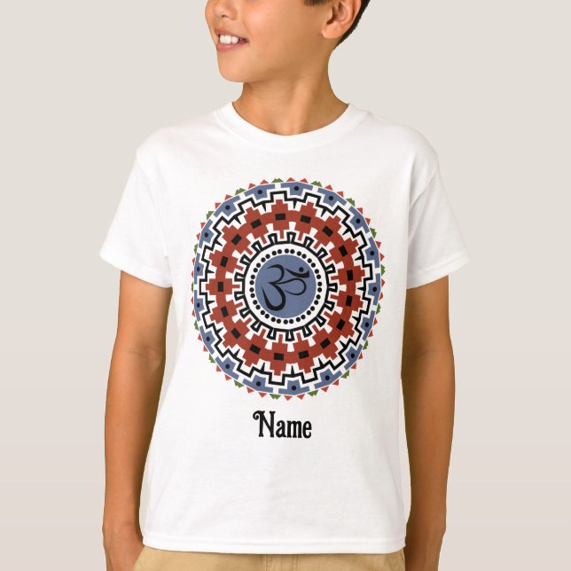 Andlig Mandala Yoga Om Rust Blue Customized T Shirt (Framsida)