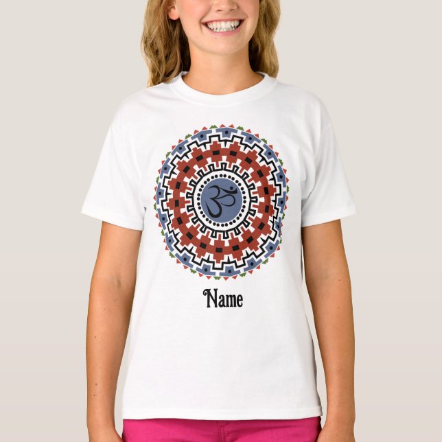 Andlig Mandala Yoga Om Rust Blue Customized T Shirt (Framsida)