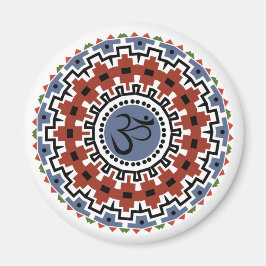 Andlig Mandala Yoga Om Rust Blue Kaleidoscope Magnet