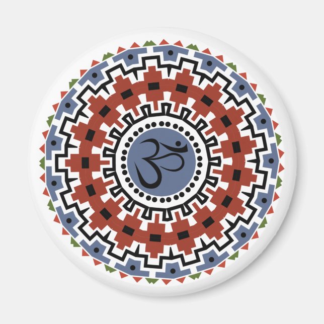 Andlig Mandala Yoga Om Rust Blue Kaleidoscope Magnet (Framsidan)