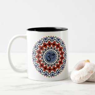 Andlig Mandala Yoga Om Rust Blue Kaleidoscope Två-Tonad Mugg