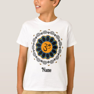 Andlig Mandala Yoga Om Symbol Blue Customized T Shirt