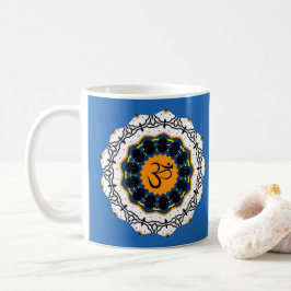Andlig Mandala Yoga Om Symbol Blue Geometric Kaffemugg