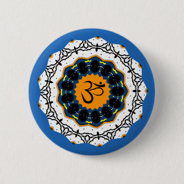 Andlig Mandala Yoga Om Symbol Blue Geometric Knapp