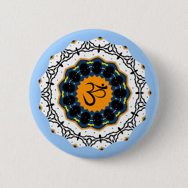 Andlig Mandala Yoga Om Symbol Blue Geometric Knapp