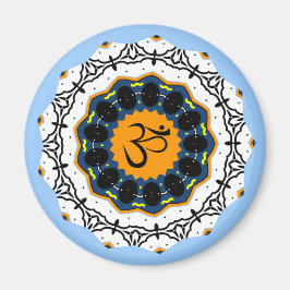 Andlig Mandala Yoga Om Symbol Blue Geometric Magnet