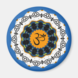 Andlig Mandala Yoga Om Symbol Blue Geometric Magnet