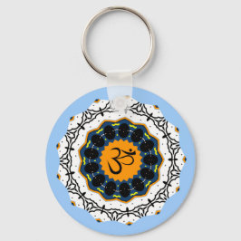 Andlig Mandala Yoga Om Symbol Blue Geometric Nyckelring