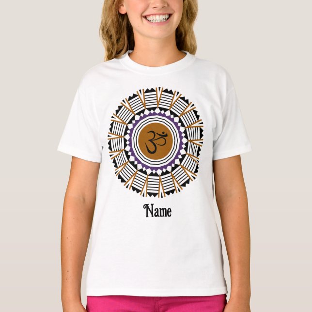 Andlig Mandala Yoga Om Symbol Lila Customized T Shirt (Framsida)