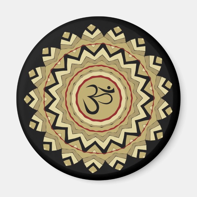 Andlig Mandala Yoga Om Symbol Retro Geometric Magnet (Framsidan)