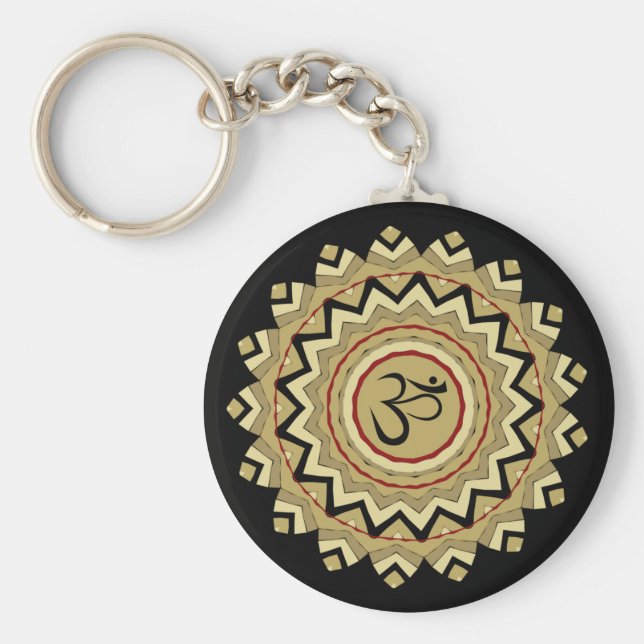Andlig Mandala Yoga Om Symbol Retro Geometric Nyckelring (Framsidan)