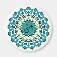 Andlig Mandala Yoga Om Symbol Turcos Blue