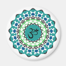 Andlig Mandala Yoga Om Symbol Turcos Blue Magnet