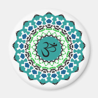 Andlig Mandala Yoga Om Symbol Turcos Blue Magnet
