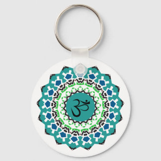 Andlig Mandala Yoga Om Symbol Turcos Blue Nyckelring
