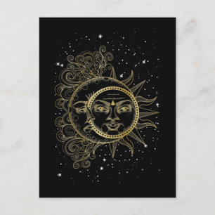 Andlig Måne Sol Luna Aesthetic Stars Vykort