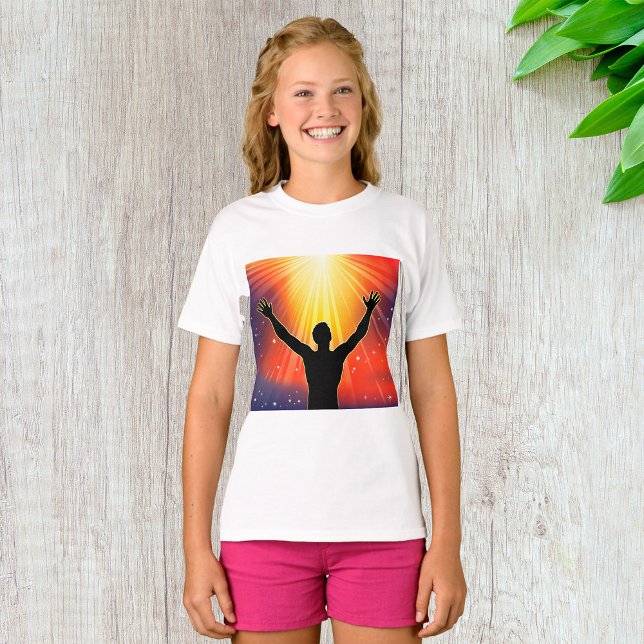 Andlig mans silhuett höjer armarna t shirt (Skapare uppladdad)
