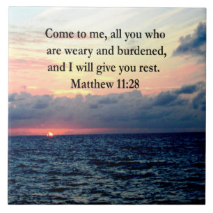 ANDLIG MATTHEW 11:28 SUNRISE SCRIPTURE PHOTO KAKELPLATTA