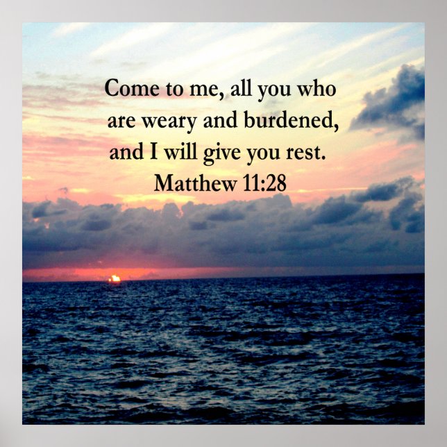 ANDLIG MATTHEW 11:28 SUNRISE SCRIPTURE PHOTO POSTER (Framsidan)