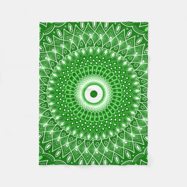 Andlig Modern Geometric elegant grönt mandala Fleecefilt (Framsidan)