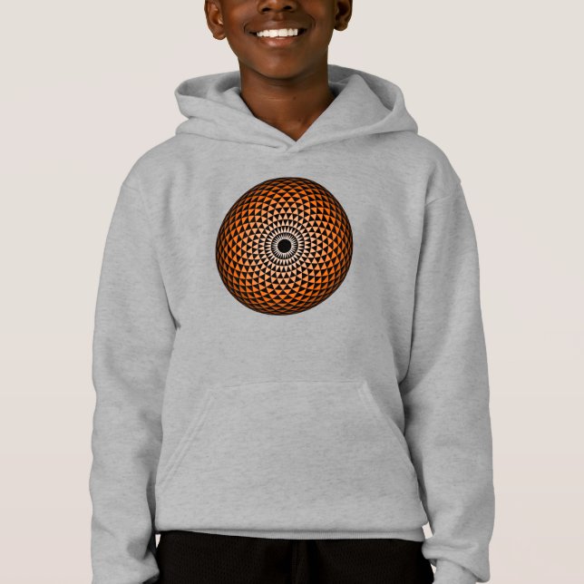 Andlig Orange Black Mandala Geometric Oriental T Shirt (Framsida)