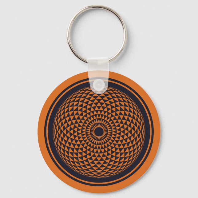 Andlig Orange Grått Mandala Geometric Graphic Ke Nyckelring (Framsida)