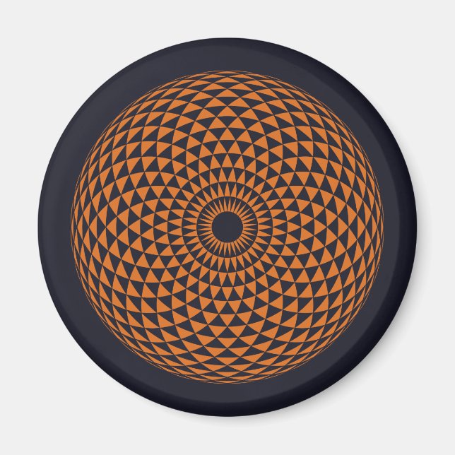 Andlig Orange Grått Mandala Geometric Vector Art Magnet (Framsidan)