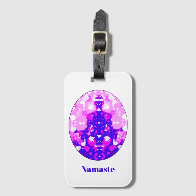 Andlig Rosa Sitta Yoga Pose Namaste Bagagebricka (Framsida vertikal)